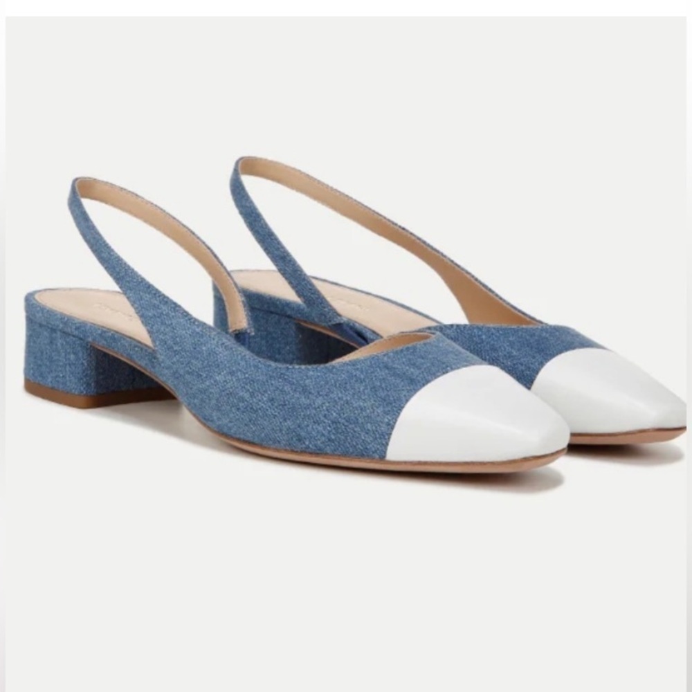 Veronica Beard Cecile Denim Cap-Toe Slingback size 7